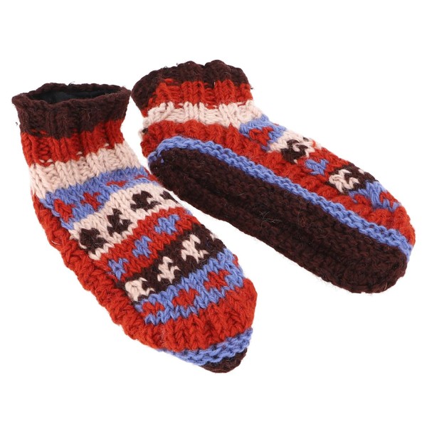 GURU SHOP Wool Slippers, Hand Knitted Hippie Hut Shoes 41-43,