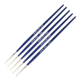 Modelcraft Ultra-Fine Detail Brush Set, Blue, (10/0, 20/0, 30/0, 40/0, 50/0)