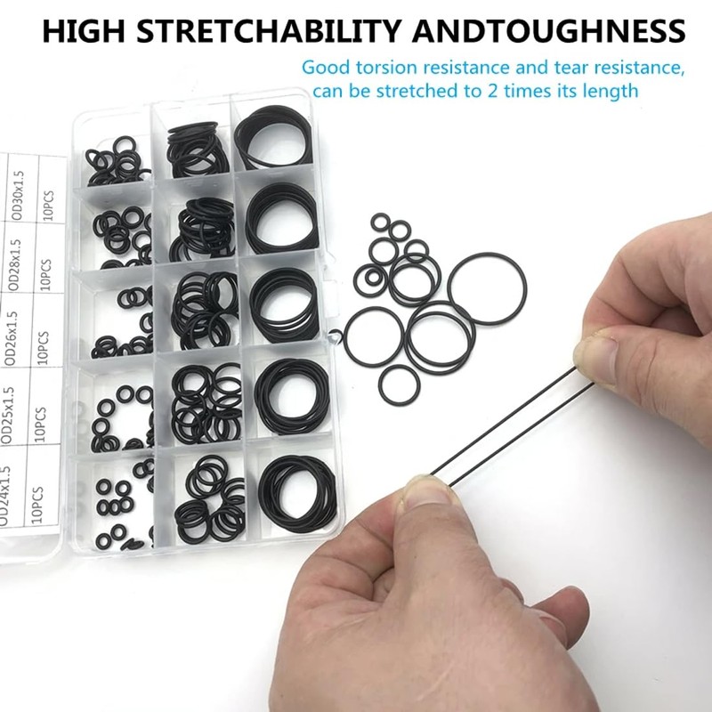 EIHI Rubber Rings 225-Piece Set Sealing Rings O-Ring Assortment Seals
