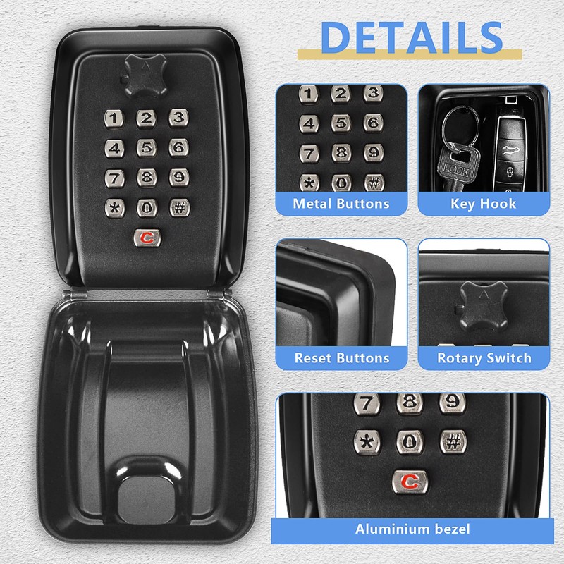 Xndryan Key Safe Wall Mounted, Police Approved Key Lock Box