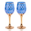 CretFine Blue and Gold Gold Wine Glasses Set of 2,
