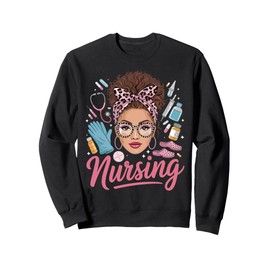 Black Melanin Nurse Afro Hair Pride Nursing Gifts for Women Sweatshirt