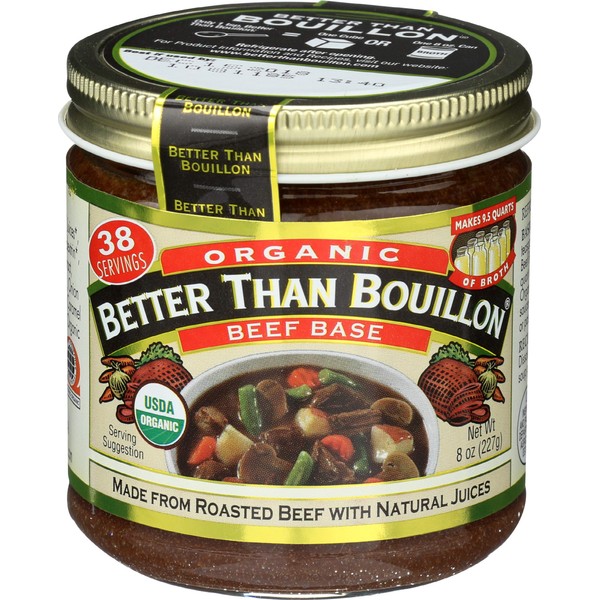 Better Than Bouillon Organic Roasted Beef Base, Made with Seasoned Roasted Beef, USDA Organic, Blendable Base for Added Flavor, 38 Servings Per Jar, 8 OZ (Pack of 1)