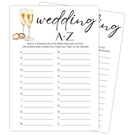 RPLCSPC Bridal Shower Games, Wedding A-Z, 25 Bridal Wedding Shower Game Cards(5 * 7inches), Wedding Advice Cards,Wedding Party Favors for Guests, Minimalist Wedding Party Supplies-A11