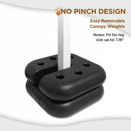 EAGLE PEAK Canopy Weight Plates 4-Set for Pop up Canopy, Tent, Gazebo, Umbrellas, Tent Weights for Legs, 20 lbs, Black