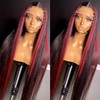 QMSSR Red Highlight 13X4 Lace Front Wig Synthetic Hair Pre