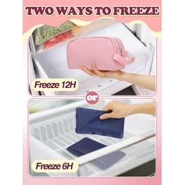 Small Freezable Lunch Bag with 2 Gel Ice Packs - Leak-proof Cooler Snack Bag for Kids Girls, Summer Insulated Lunch Box for School Travel, Pink