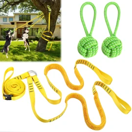 HOKINETY Dog Hanging Bungee Tug Toy for Two Dogs: Interactive Tether Tug-of-War for Pitbull Small to Large Dogs to Exercise - Durable Retractable Tugger Dog Rope Toy with 2 Chew Rope Toys