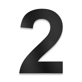 Metzler House Number Made of Solid Steel in Black - Jet Black RAL 9005 Fine Structure Powder Coated - Arial Font - Height 20 cm - Number 2
