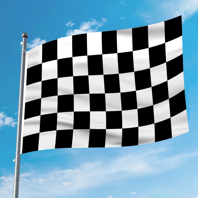 AhfuLife Large Checkered Flag 5ft x 3ft for Game Parade
