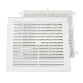 Map White Louvre Vent 229 x 229mm (9"x9") with Detachable Flyscreen Plastic Air Vent Grille for Walls & Furniture Ventilation Cover