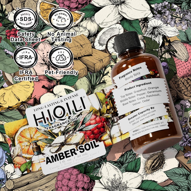 HIQILI Amber Soil Fragrance Oil for Diffuser, Perfume & Hair