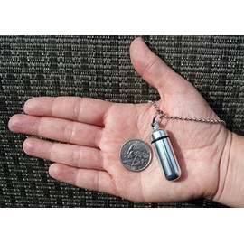 SET of THREE Silver MOTORCYCLE CREMATION URN Keepsakes with ENGRAVED US FLAGS - Includes 3 Velvet Pouches, 3 Ball-Chains & Fill Kit - Made In The USA