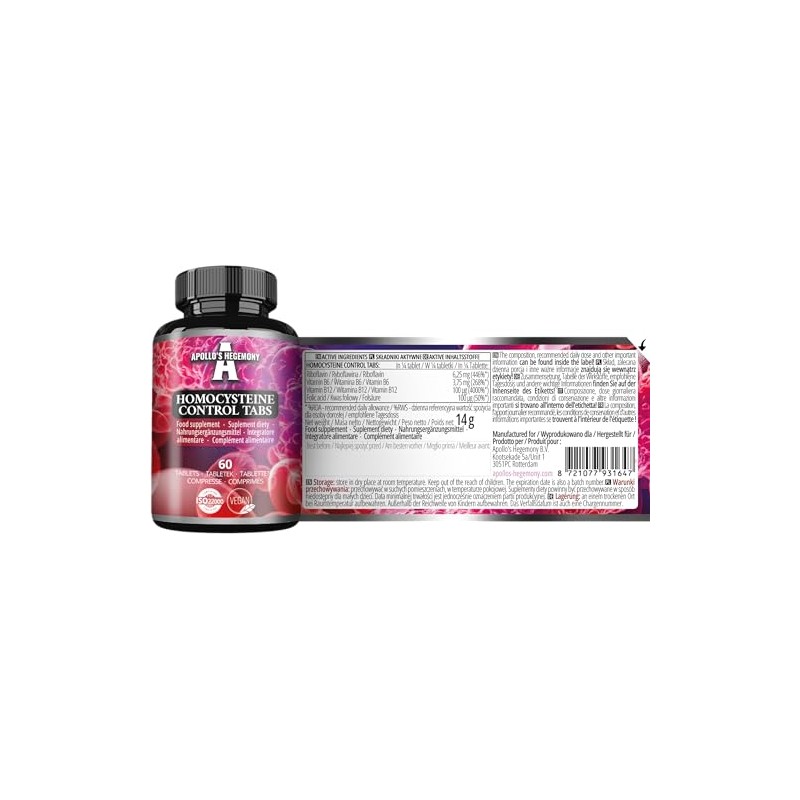 Homocysteine Control - B Vitamins Complex - 60 Vegan Tablets