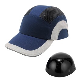 Safety Hard Hat Impact Resistant ABS Hat Lightweight Safety Bump Cap Breathable Baseball Style Protective Hard Hat with Reflective Stripes(888-Navy Grey)