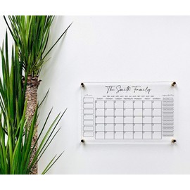 Large Clear Acrylic Monthly Calendar for wall | Dry-Erase Message White Board Calendar Wall Mounted Office Home Family Organization Tools Must Haves School Kids Adult Mom Teen Monthly Weekly ADHD Tool