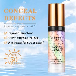 3 In 1 Primer for Face Before Makeup,Sunscreen Isolation Cream,SPF 50,One Step Color Corrector Face Primer,Blurs Imperfections Oil Control&Moisturizing Skin Tone Correcting,skin radiance