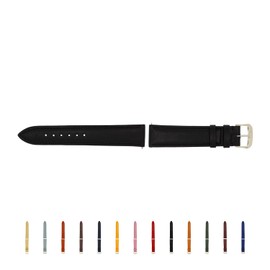 SELVA 14-24 mm Leather Replacement Watch Strap for Smartwatch, Made in Germany, Black with silver clasp., Strap.