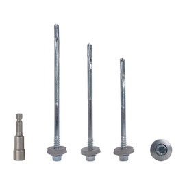 (Pack of 6 pcs) Zinc Plated Steel, Hex Head Self Drilling 5.5 x 150 mm Screws With EPDM Washers for Fixing Sandwich Panels (6, 5.5 x 150 mm)