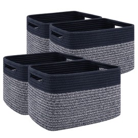 SIXDOVE 4 Pack Storage Baskets for Organizing, Woven Baskets for Shelves - Perfect for Toys, Books, Towels, and Clothes, Durable Gift Basket Bins Toy Storage, 13''L x9''W x7.8''H, Blue and Grey