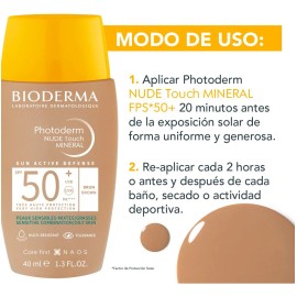 Protector Solar Facial Bioderma Photoderm Nude Touch Mineral FPS 50+ Color Brun Brown 40ml