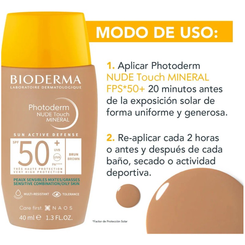 Protector Solar Facial Bioderma Photoderm Nude Touch Mineral FPS 50+