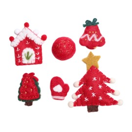 SM SunniMix Christmas Ornament DIY Kit Handmade Felt Christmas Ornaments for Home Office for Kids Adults for Beginners Felt Ornament Kit, Red