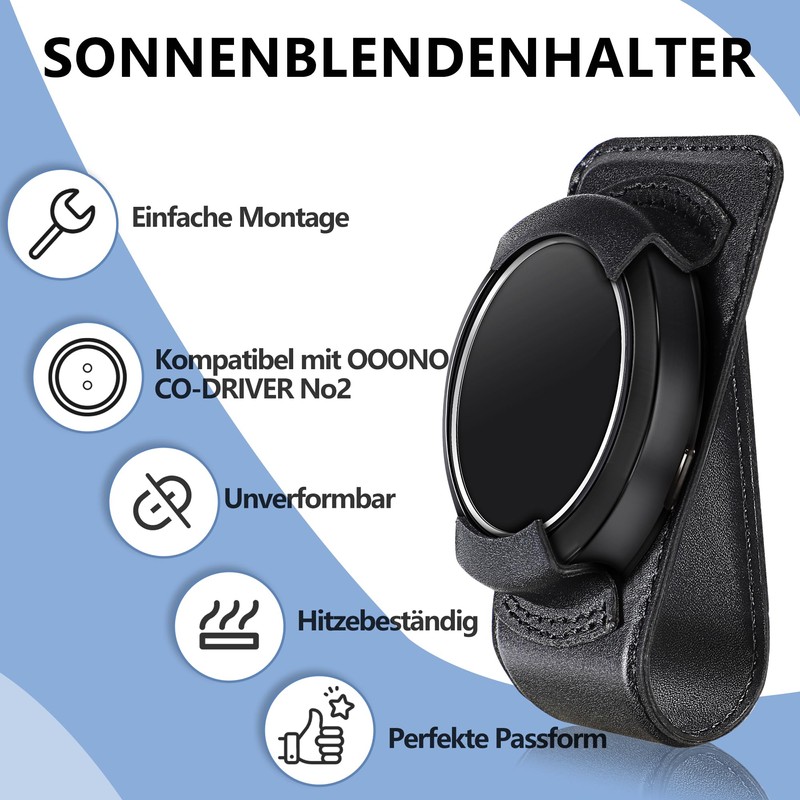 COCASES Holder Compatible with Ooono Co-Driver No2, Leather Sun Visor