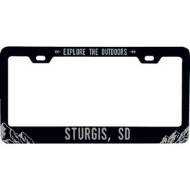 Sturgis South Dakota Souvenir Engraved Metal License Plate Frame Explore the Outdoor design Black