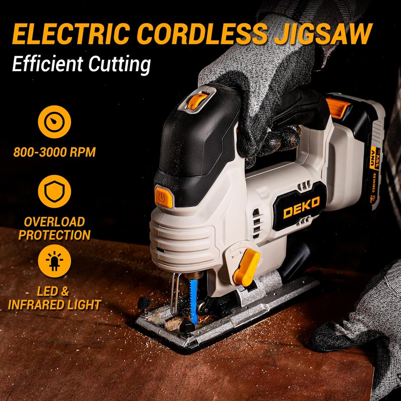 Jig Saw Cordless Electric Tool: DEKOPRO 20V Power Jigsaw with