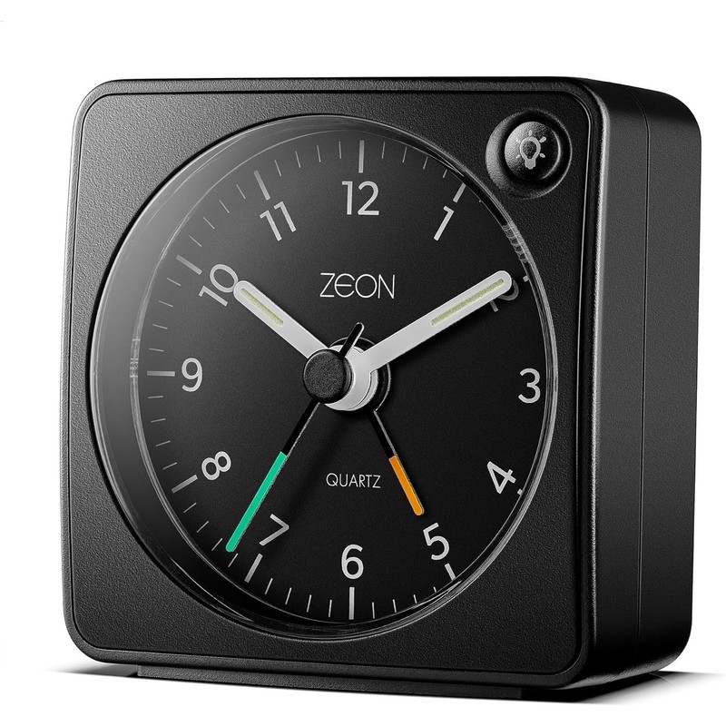 ZEON Travel Analogue Alarm Clock with Light and Snooze Function,