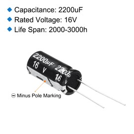 sourcing map 2200uF 16V 10x20mm Electrolytic Capacitor, Radial Leads Aluminum Capacitors for TV, LCD Monitor, VCD, 15Pcs