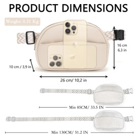 Vezluax Bum Bag Women's Shoulder Bag Stylish Crossbody Fanny Pack Women Hip Bag Waist Bag Vegan Leather Gifts for Women with Shoulder Strap, Beige, shoulder bag