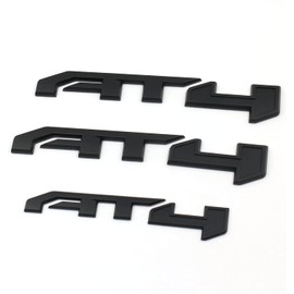 4Pcs AT4 HD Emblem Sierra Letters 3D Side Door Rear Tailgate Badge Sticker Decal NamePlate 85002068 Replacement for Sierra 1500 2500HD 3500HD Canyon (Matte Black)
