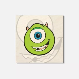 Unbranded Monsters Inc Cartoon Mike Wazowski Face 4'' X 4'' Square Wooden Coaster