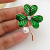 Holibanna Irish Shamrock Clover Leaf Brooch Rhinestone Crystal Brooch Clover