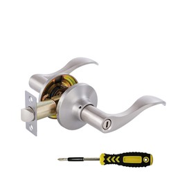 Privacy Door Lever Wave Style Bath/Bedroom Door Handles,Interior Keyless Door Locksets,Satin Nickel Door Locks