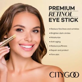 CITYGOO 콜라겐이 함유된 시티구 레티놀 스틱 다크서클을 위한 히알루론산 크림 안티에이징 퍼프감과 잔주름을 Citygu Retinol Stick with Collagen for Dark Circles, Hyaluronic Acid Cream Anti-Aging Puffiness and Fine Lines [Peptide Crystal Blue Edition 3g]