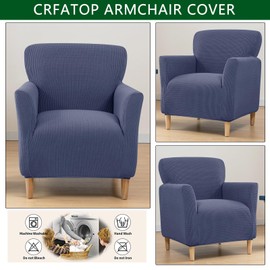 CRFATOP Stretch Mid Century Modern Armchair Slipcover 1-Piece Jacquard Accent Chair Covers with Arms Soft Waterproof Chair Slipcovers for Living Room Furniture Protector Office Reception Reading,11