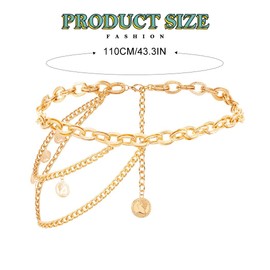 Nicute Women Waist Chain Gold Layered Belly Chains Metal Coins Belt Chain Beach Bikini Rave Party Body Chain Accessories