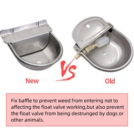 Stainless Steel Automatic Dog Waterer Bowl with Float Valve and 1M Hose(one end 3/4''), Livestock Waterer for Dog Goat Cattle (with Drainage Hole)