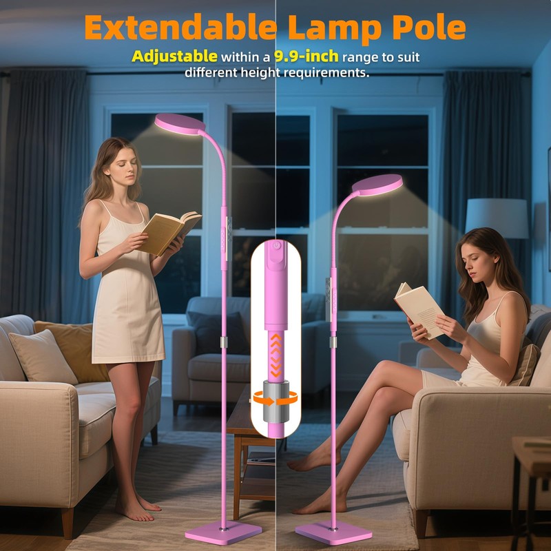 PACOVY Floor Lamp, Adjustable Height Floor Lamps for Living Room