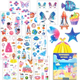 Dawnglow Skin-friendly children's tattoos, 10 sheets of glitter tattoos, cartoon temporary tattoos for girls and boys, Easter gift