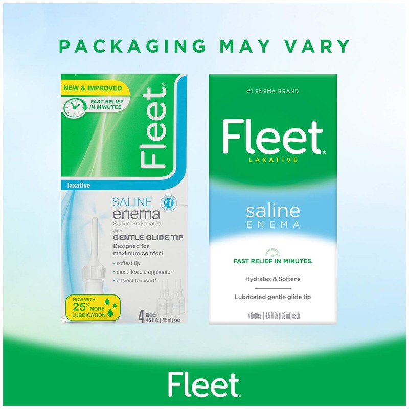 Fleet Laxative Saline Enema for Adult Constipation, 4.5 fl oz,