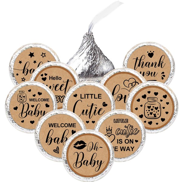 ALodr Brown Baby Shower Decorations Mini Kisses Stickers Brown Sticker