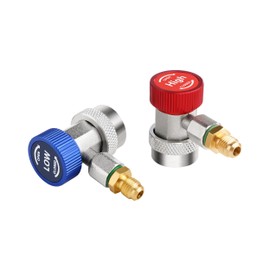 Generic R134a Refrigerant Adapter, Adjustable R134a Quick Coupler Adapters for AC Recharging Fittings, HP and LP Connectors for AC System Evacuation R134a Car Refrigerant, 1/4"" Flares, Set of 2