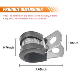 10PCS 5/8'' 304 Stainless Steel Cable Clamps, Rubber Cushioned Insulated Fuel Line Tubing Mounting Clips, Automotive Metal Clamp Tube Holder Pipe Fasteners for Wire Cord Installation (16mm)