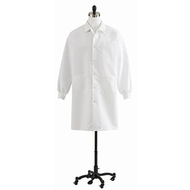 Medline 87026QHWM Unisex Knit Cuff Knee Length Lab Coat, M, 42" Length, White