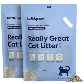 Tuft & Paw Really Great Cat Litter OdorStop, Low Tracking Mixed Tofu Cat Litter, Clumping, Multi-cat, Odor Control, Dust-Free - 9.25lbs x 2Bags (OdorStop)