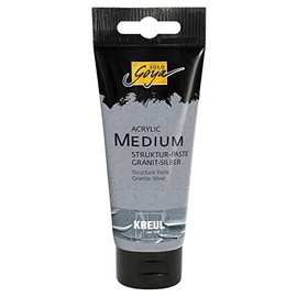KREUL 85401 Solo Goya Acrylic Medium, 100 ml Tube, Structural Paste Granite Silver, Pastose Filler, Dries Satin and Opaque